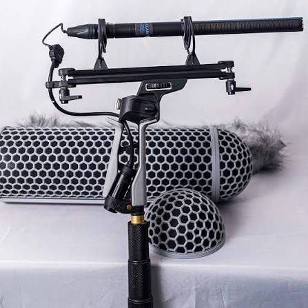 Shotgun microphone and windshield used on shoots